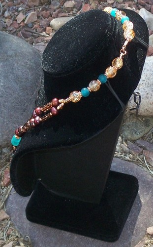Southwestern Necklace Blue & Brown Necklace Pearl Necklace Beaded Necklace NWT - Picture 12 of 12