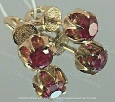 14K Yellow Gold Finish 2Ct Lab Created Red Ruby Screw Back Women's Stud Earrings