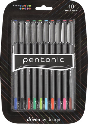 Pentonic 10-Count Ballpoint Pens 1.0mm Assorted Colors Easy Flow Ink