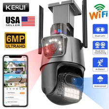 Dual Lens 6MP WiFi Security Camera 8X Zoom Outdoor Home Night Vision CCTV PTZ US