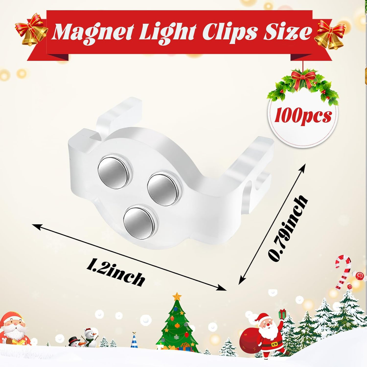 100 Stück Magnetische Weihnachtslicht-Clips Für C9/C7 Fassungen – Extra Stark, Grün, Für Dachrinnen & Metall