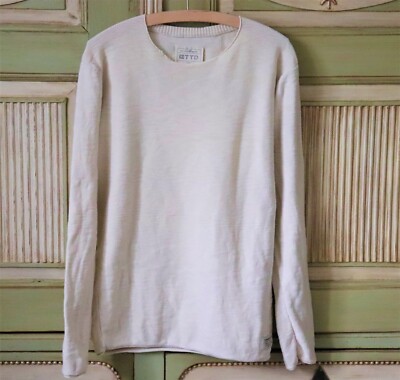 Beiger TTD Baumwollpullover Strickpullover Pullover Ecru L 48 50