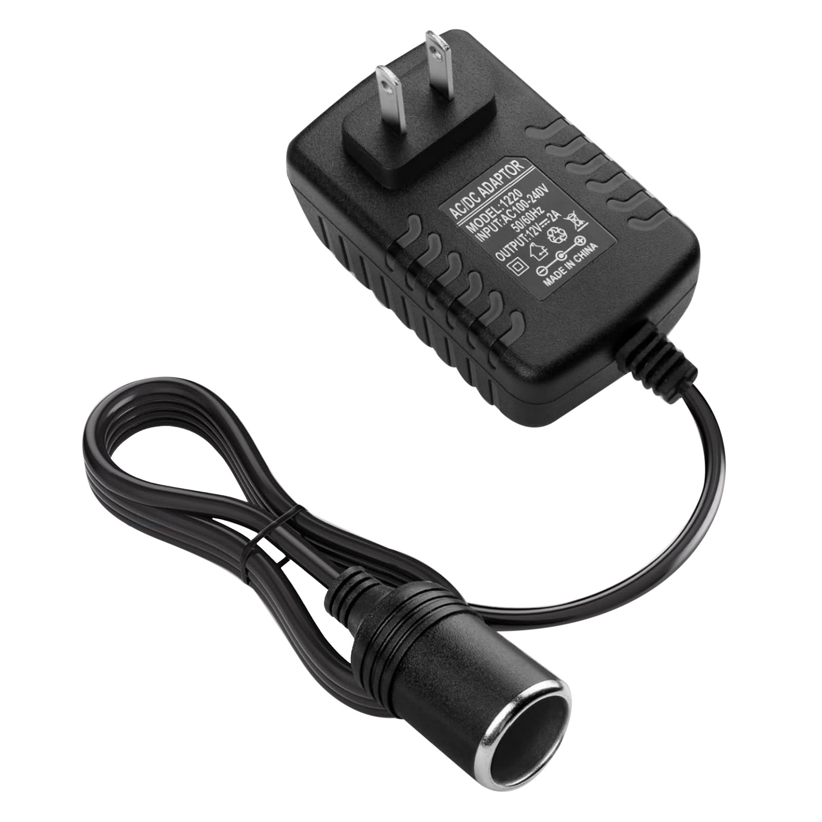 12V-2A Standard US 2-Pins Plug Car Cigarette Lighter Converter Socket Adapter