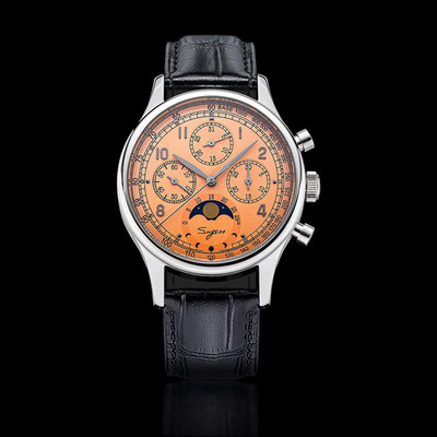 Seagull 1963 Sugess MoonPhase Chronograph Mechanical Auto Watch Brown strap 40mm