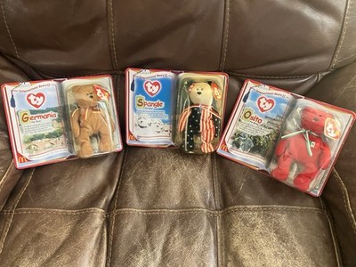 2000 Ty Beanie Babies International Bears II (Germania, Spangle, Osito) - New