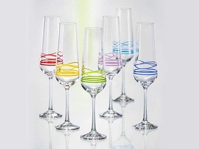 6er Set Bohemia Waves Kristall Sektgläser/Flöten 200ml Handarbeit