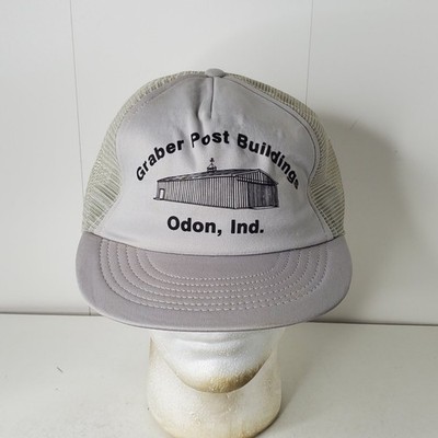Graber Post Buildings Trucker Hat Men's Adjustable Odon Indiana Gray Vintage