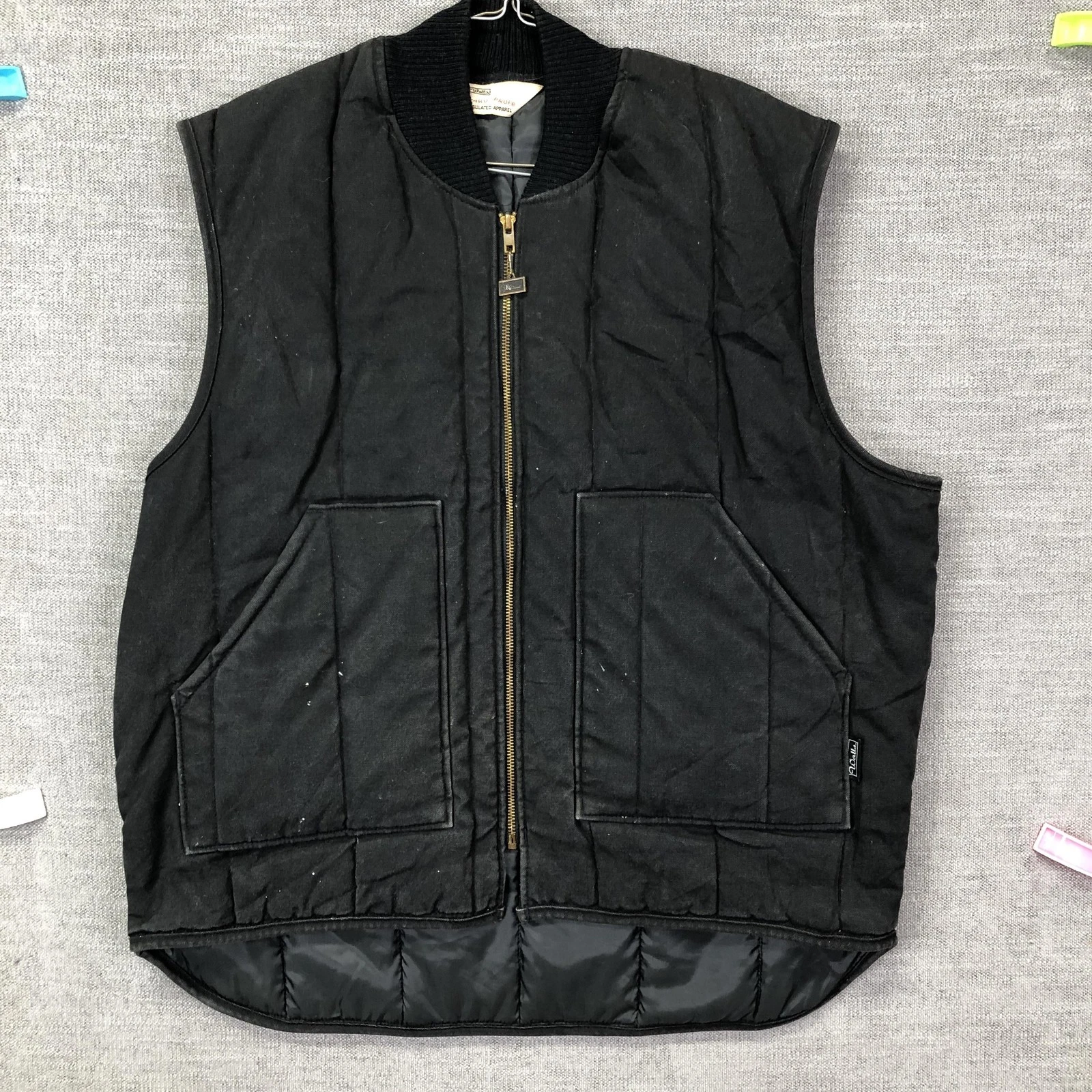 Vintage Walls Blizzard-Pruf Vest Mens XL Black Canvas Quilted Insulated Workwear