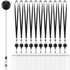 10 Pack Retractable Lanyards with ID Badge Holder, Badge Reel Lanyard for Wor...