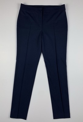 Akris Punto Tapered Stretch Ankle Pants Pintuck Viscose Blend Womens 8 Navy