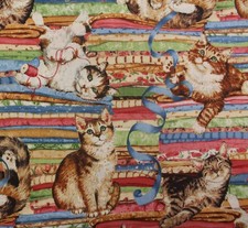 Feline Drive Fabric QUILTING PURR-FECTION Cats on Quilts Fat Quarter 18x22" FQ