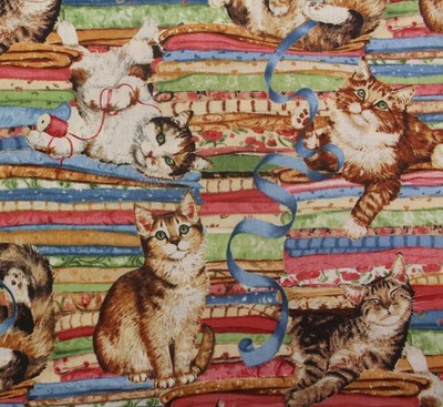 Feline Drive Fabric QUILTING PURR-FECTION Cats on Quilts Fat Quarter (18x22'') FQ