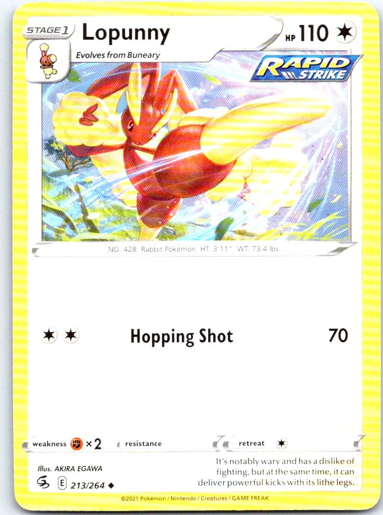 Lopunny 213/264 Uncommon Fusion Strike Pokemon NM