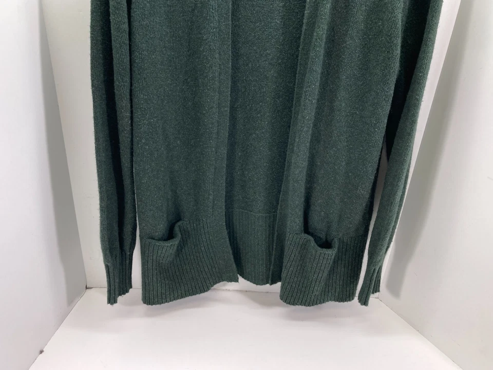 Lands' End Open Front Sweater Womens Medium Green Wool Cashmere Blend Classic - Image 4 of 4