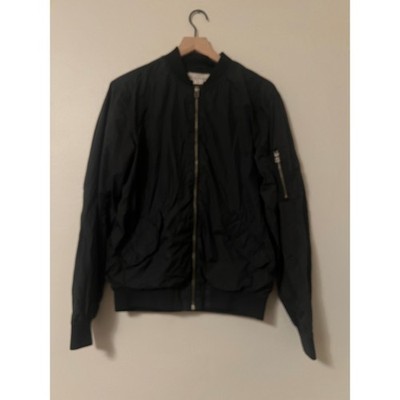 HM LOGG Mens Black Bomber Jacket Full Zip Utility Pocket Lightweight Size Medium