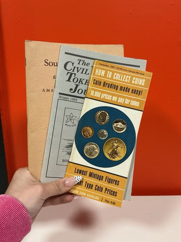 Lot of 3 Numismatic Books ANA 1952 Souvenir Civil War Token Journal Coin Guide