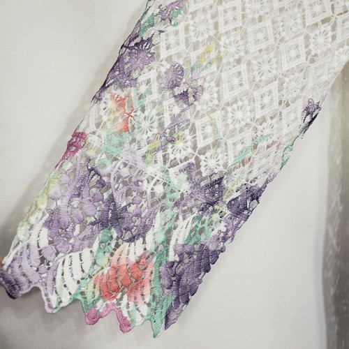 Alfred Dunner Women's Cardigan Sweater Size 12 Open Front Floral Border Lace - Picture 5 of 10