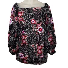 Topshop x Mochi Embroidered Floral Dress Black Balloon Sleeve Folk Boho Mini L