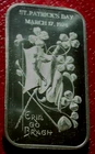 1974 St. Patrick's Day-Erin Go Bragh Bar by Madison Mint 1 Troy oz. 999 Silver