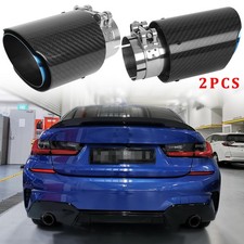 Pair 2.5 In 3.5out Muffler Exhaust Tip Carbon Fiber For G20 M340i 330i 2019-25