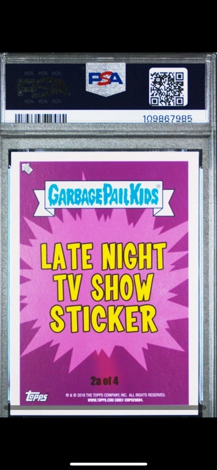 PSA 10 2016 GARBAGE PAIL KIDS TRASHY TV LATE NIGHT TV SERIES STICKER 2a CONAN 😂 - Image 2 of 2