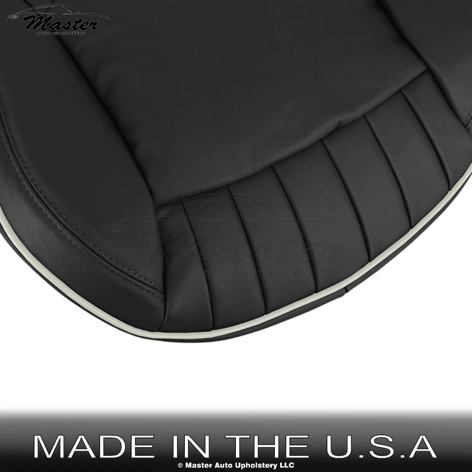Fundas de asiento inferiores de cuero genuino para Mini Cooper 2007-2015 puntada negra/blanca Foto 3 de 4