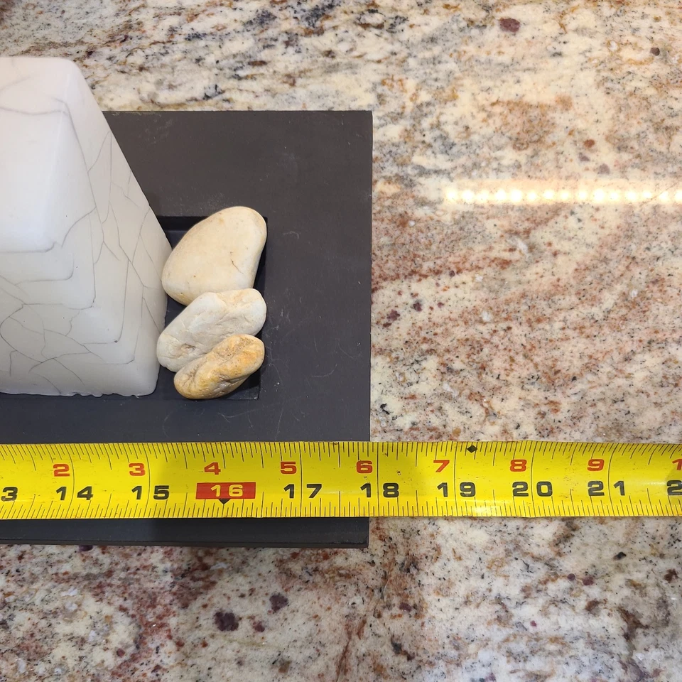 Mesa Centro Mesa Decoración 3 Velas Mármol Bandeja Madera con Rocas Colección Pomeroy  Foto 3 de 4