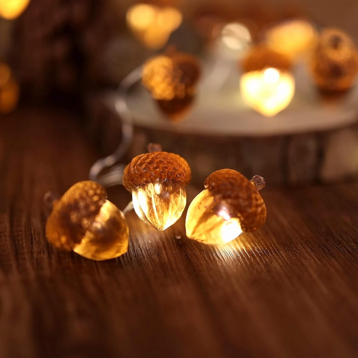 Thanksgiving Acorn Lights Fall Garland Decorative Fairy String Light Gold