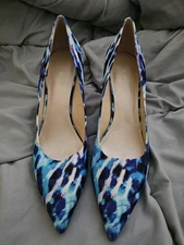 Women's High Heel Pointed Toe Nine West Blue Multicolor Pumps 11M