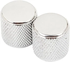 Genuine Fender Tele Telecaster/P-Bass Chrome Metal Guitar Barrel Knobs (2)
