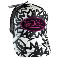 Von Dutch Hat Cap SnapBack Trucker Mesh Graffiti Patch Black/White NEW W/ TAGS!