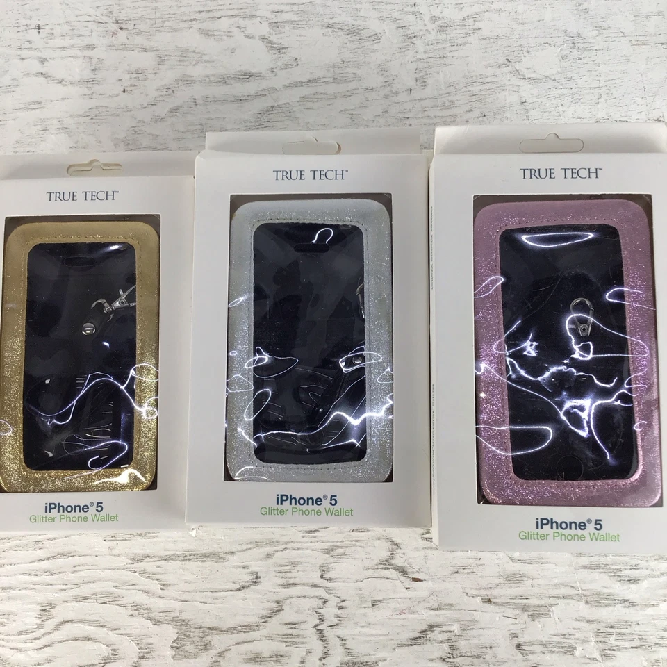 Лот из 18 новых из старых запасов чехлов и кошельков для телефона iPhone 5 блестящий розовый серебристый золотой True Tech - Изображение 3 из 4