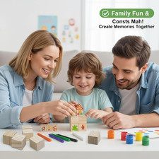 Wooden Blocks for Crafts, Unfinished Wood Cubes, 1.5 Inch Natural Wood Blocks...