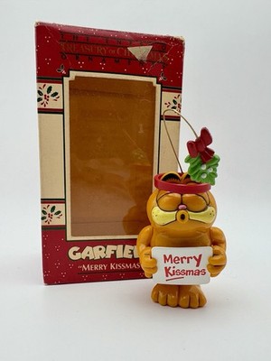 Vintage 1981 Enesco Garfield Merry Kissmas Ornament with Box Macau 555215