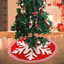 KNITTED SNOWFLAKE TREE SKIRT WITH SNOWBALL TIES 47"