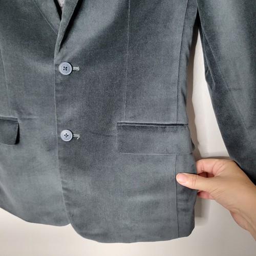 Appaman Fine Tailoring 14 Gray Velvet 2 Button Front Blazer - Picture 5 of 10