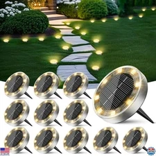 Peasur 12-Pack Mini Solar Ground Lights, IP68 Waterproof, Warm White for Pathway