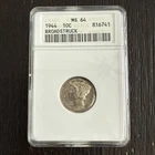 1944 Mercury Dime Mint Error Broadstruck MS64 Old ANACS Soapbox Holder POP 12