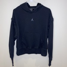 Nike Women's Air Jordan Sport Fleece Hoodie Black Size S Oversized Fit Jumpman