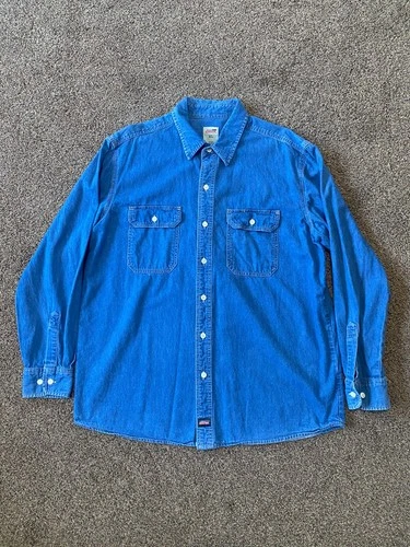 Dickies  Blue Denim Button Up Workwear Pockets Long Sleeve Shirt  - Men's XL