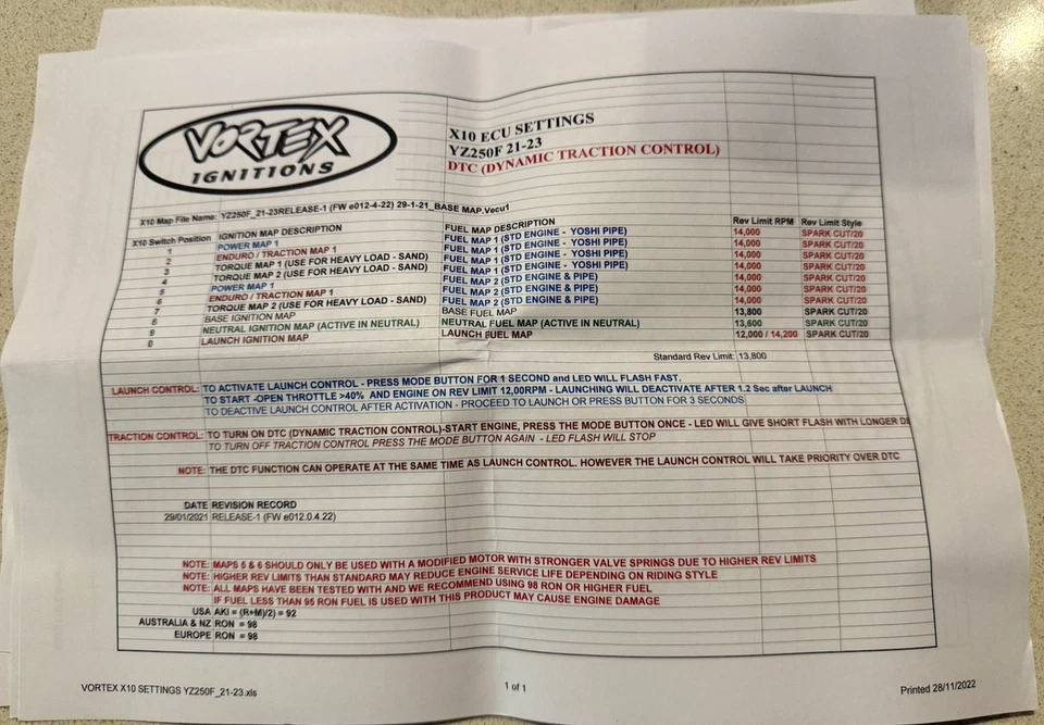 Vortex Ignition X10 CDI, YAMAHA YZ250F 2021-2023 (USED CONDITION) GV01 YT75, - Image 2 of 2