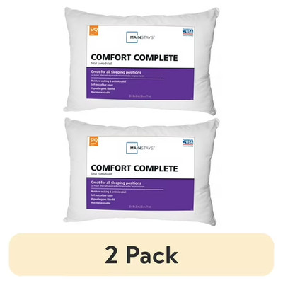 2 Pack Mainstays Comfort Complete Bed Pillows Standard Queen Soft Support