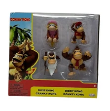 Jakks Pacific Nintendo Donkey Kong 2 1/2'' Figure 4pk Toy Set Diddy Cranky Dixie