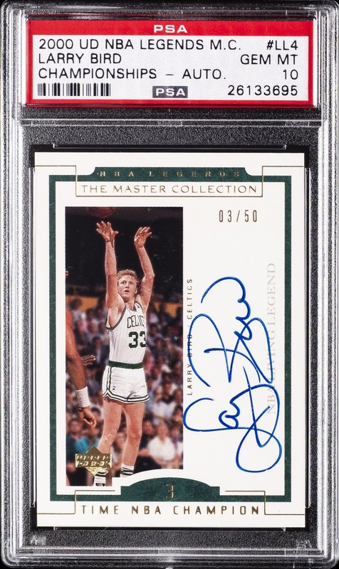 2000 UD LEGENDS MASTER COLLECTION AUTO #LL4 LARRY BIRD #/50 PSA 10 AUTO