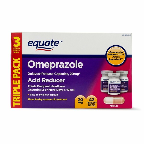Equate Omeprazole Magnesium Delayed Release 42 Capsules Acid Reducer
