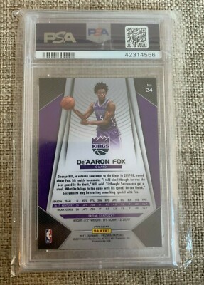 NBA Prizm De’Aaron Fox RC silver PSA10 2017 Panini Prizm Silver Prizm Auto #24 De'Aaron Fox RC PSA