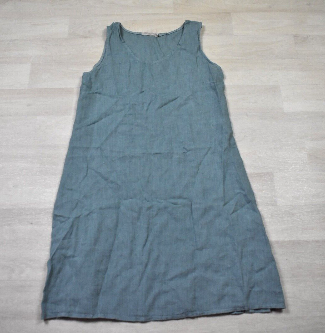 Stella Martini Midi Shift Dress Sleeveless Teal Blue Lagenlook Size Small