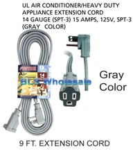 9ft Appliance AC Heavy-Duty Electrical Extension Power Cord Electric Cable Gray