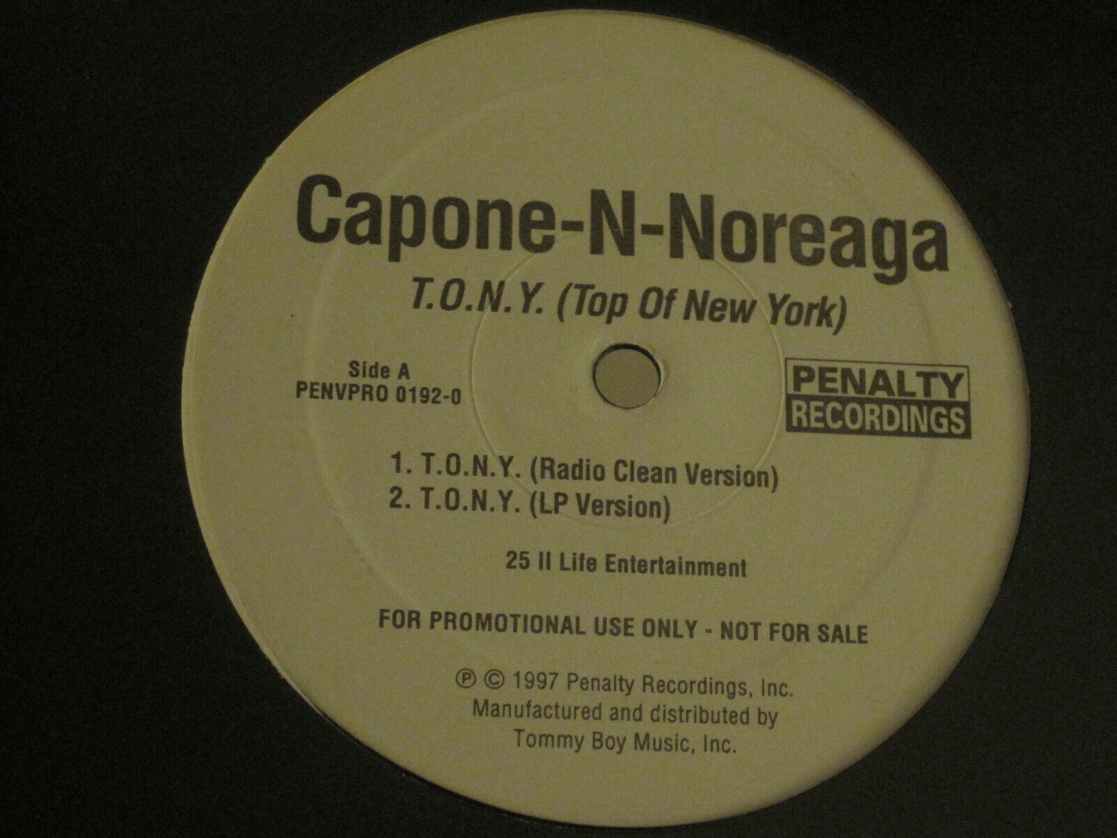 CAPONE-N-NOREAGA T.O.N.Y. TOP OF NEW YORK 12" ORIG '97 PENALTY PROMO TRAGEDY VG+
