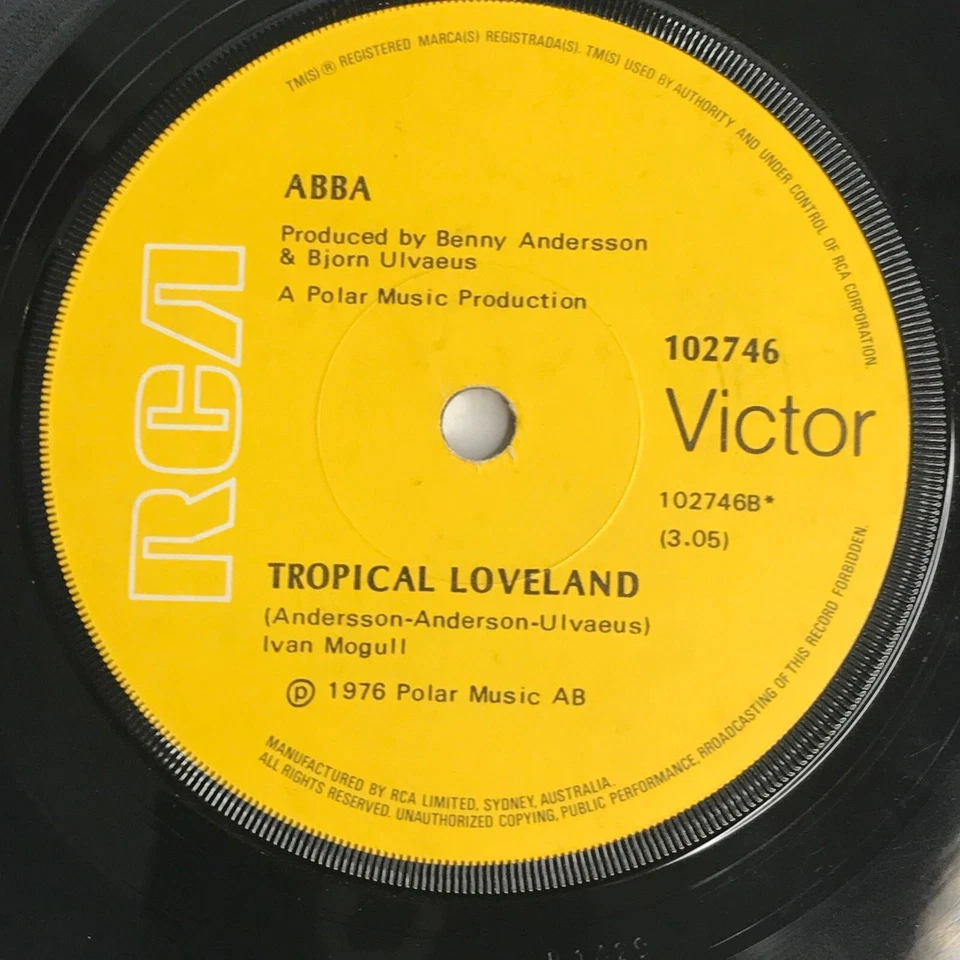 Abba ( Fernando ) ( Tropical Loveland )  Vinyl 45 Single Record 1976 - Image 3 of 4